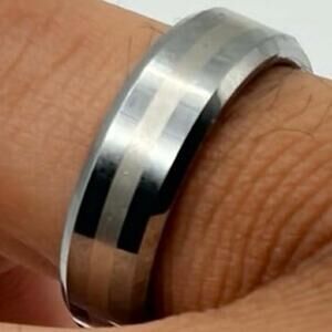 Silver Brushed Stripe Men’s Ring